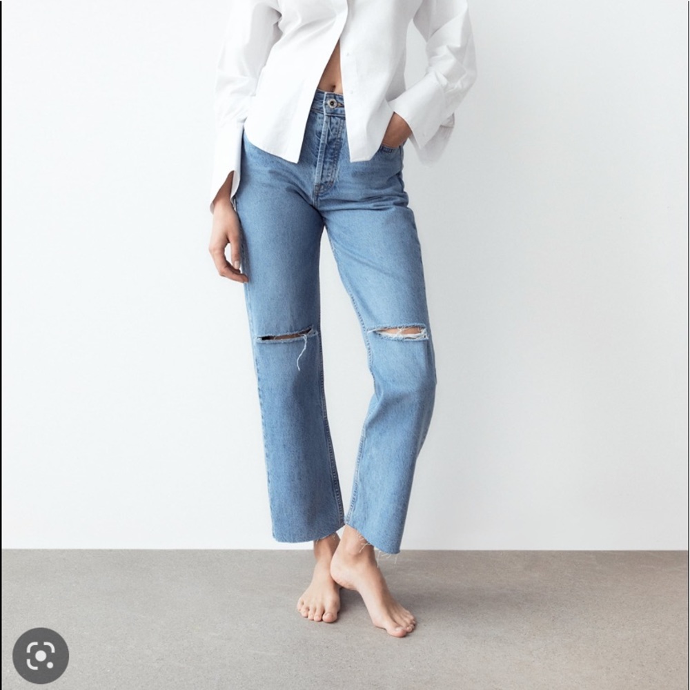 z1975 ripped straight cropped jeans
